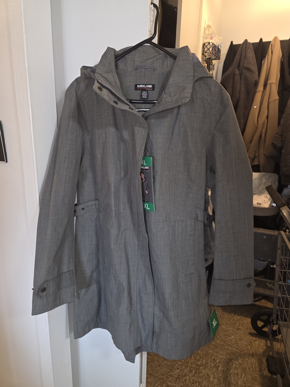 Kirkland Signature Gray Hooded Trench Coat